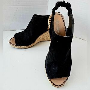 Charlies Black Wedge Booties with Suede Finish